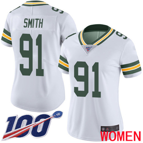 Green Bay Packers Limited White Women #91 Smith Preston Road Jersey Nike NFL 100th Season Vapor Untouchable->youth nfl jersey->Youth Jersey